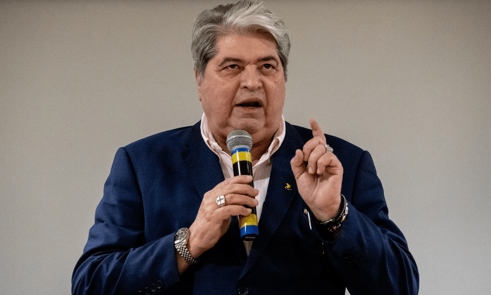 José Luiz Datena durante o lançamento de sua pré-candidatura pelo PSDB à prefeitura da capital paulista realizado no Novotel Jaraguá em São Paulo, SP.
