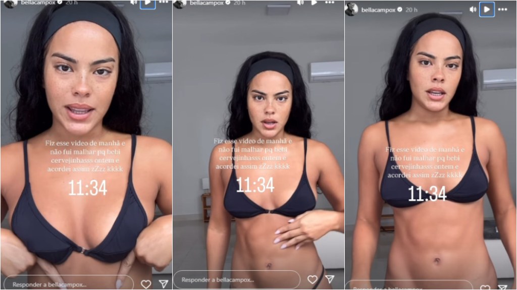 Bella Campos compartilha rotina de exercícios e confessa dia de folga