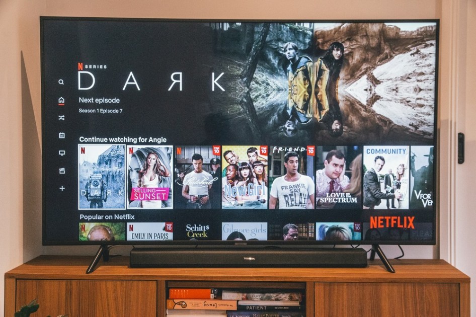 TV com o cardápio da Netflix