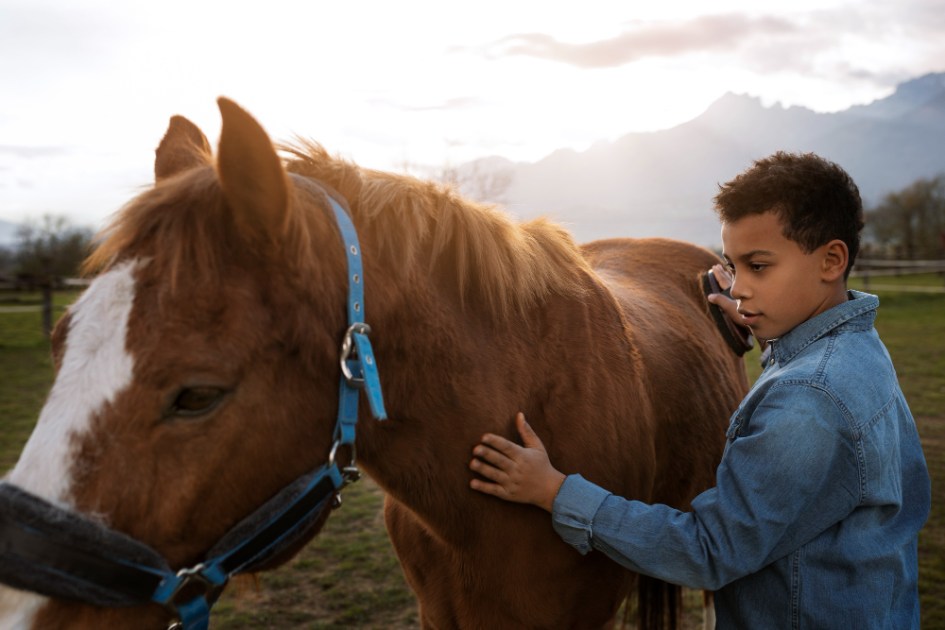 Menino com cavalo