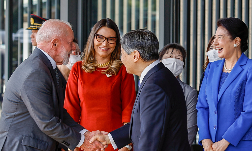 Presidente da República, Luiz Inácio Lula da Silva, Primeira-dama, Janja Lula da Silva, durante encontro reservado com Suas Majestades o Imperador Naruhito e a Imperatriz Masako. Palácio Imperial - Sala de Audiências (Take-no-ma).