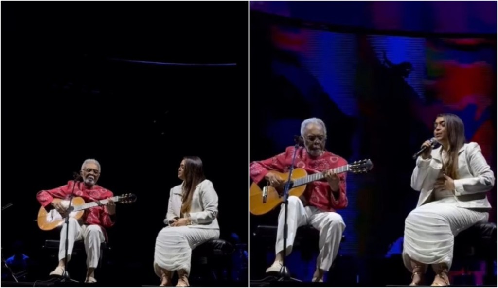 Preta Gil se declara a Gilberto Gil após cantar ‘Drão’ de mãos dadas com o pai: ‘Sentir na pele tudo o que vivemos’