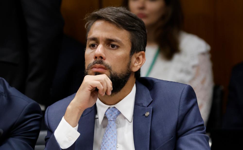 O deputado federal Pedro Lucas, do União Brasil, na reunião de líderes da Câmara