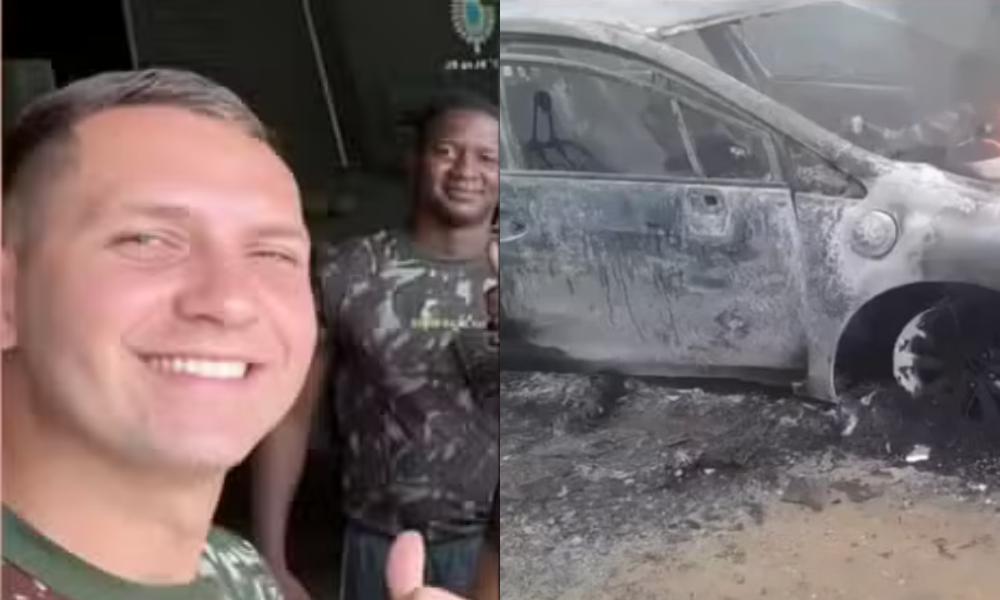 Sargentos são mortos a tiros e carro foi incendiado