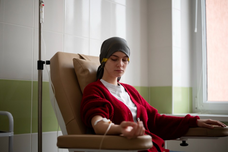 Paciente recebendo tratamento de quimioterapia