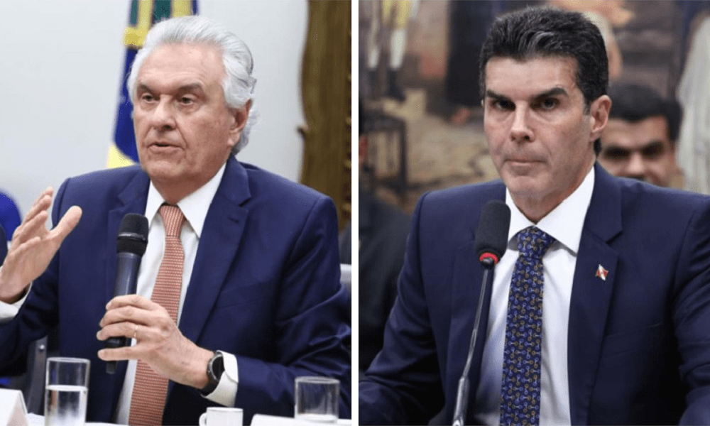 Ronaldo Caiado e Helder Barbalho durante a discussão da PEC da Segurança na comissão sobre o tema na Câmara dos Deputados