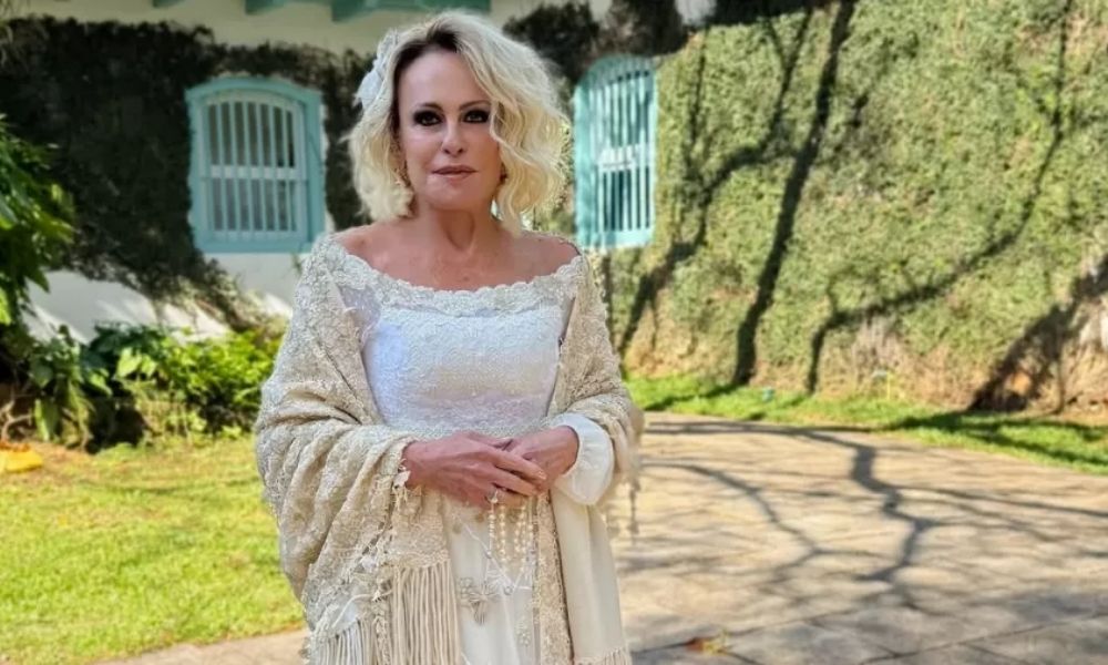 Ana Maria Braga renova votos com marido na Fazenda Primavera