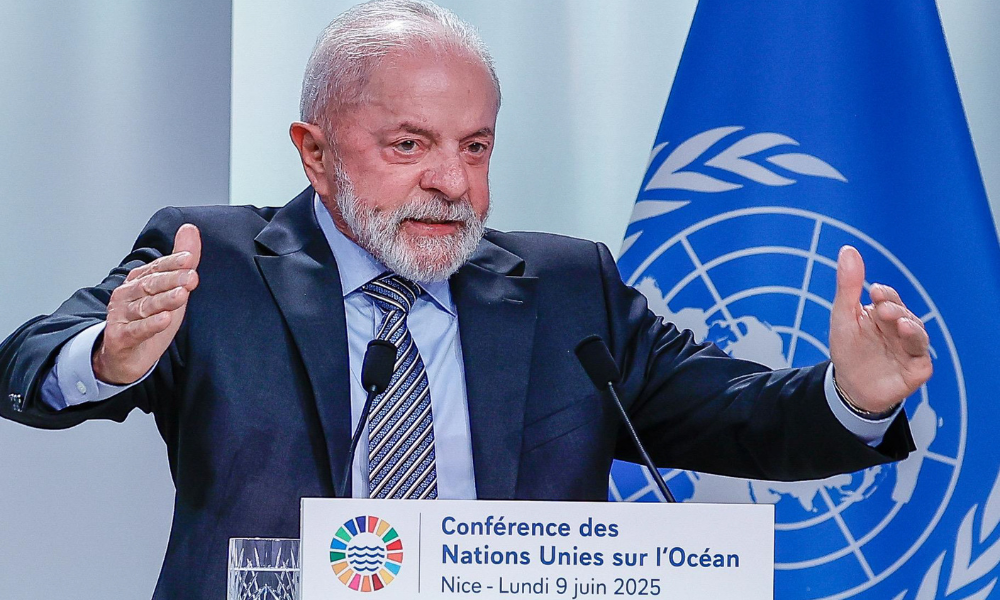 09.06.2025 - Sessão de abertura da III Conferência das Nações Unidas sobre os Oceanos (UNOC 3) Presidente da República, Luiz Inácio Lula da Silva, durante sessão de abertura da III Conferência das Nações Unidas sobre os Oceanos (UNOC 3). Port Lympia, Nice - França. Foto: Ricardo Stuckert / PR