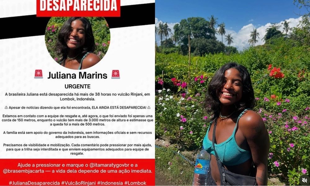 Família de brasileira que caiu em trilha na Indonésia desmente informações de ajuda e diz que Juliana está há 36 horas desaparecida