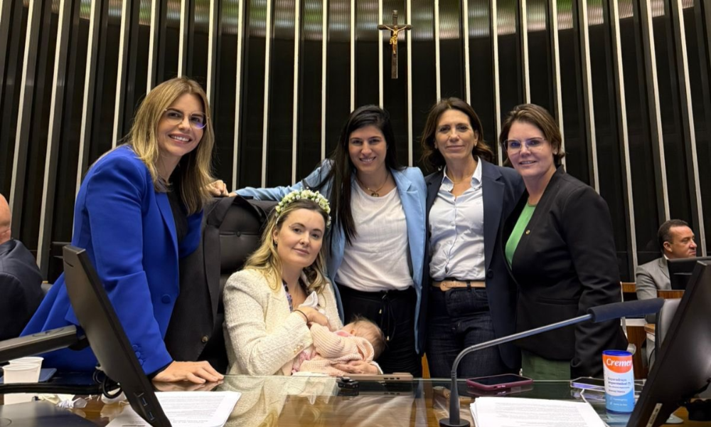 Deputada bolsonarista Julia Zanatta (PL-SC) entrou no plenário da Câmara dos Deputados com a filha de quatro meses no colo
