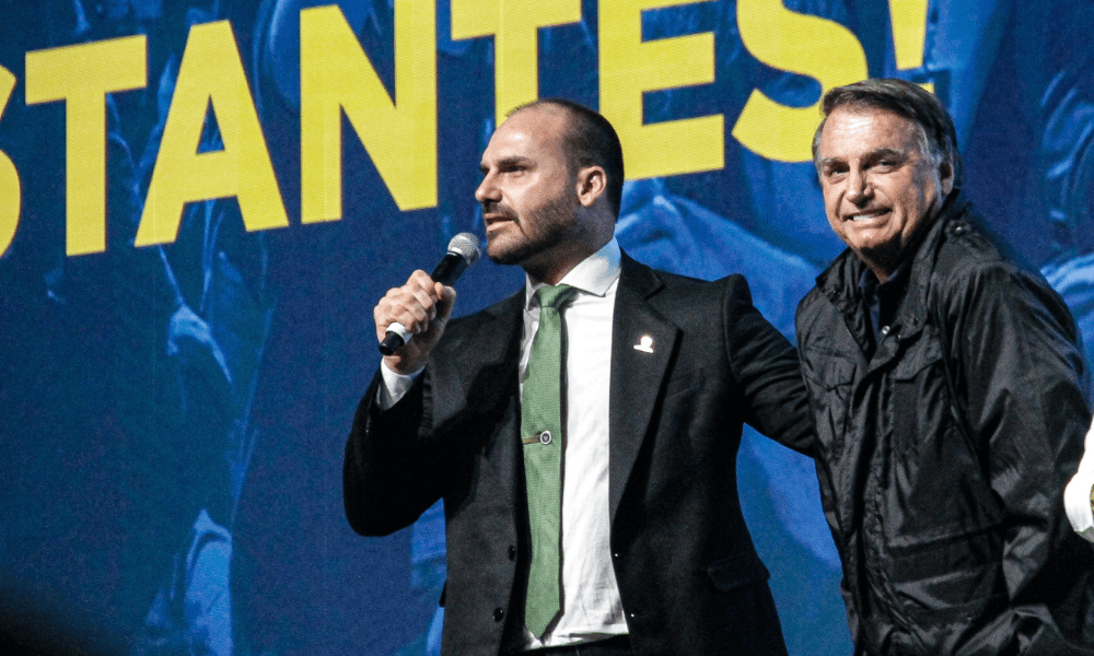 Jair Bolsonaro participa ao lado do filho, o deputado Eduardo Federal (PL-SP), da Conferência de Ação Política Conservadora (CPAC) 2024, em Balneário Camboriú