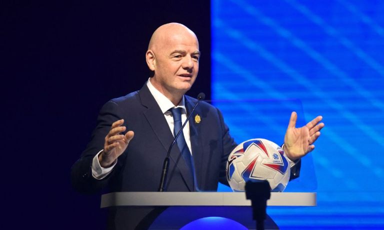 Gianni Infantino, presidente da Fifa, durante discurso