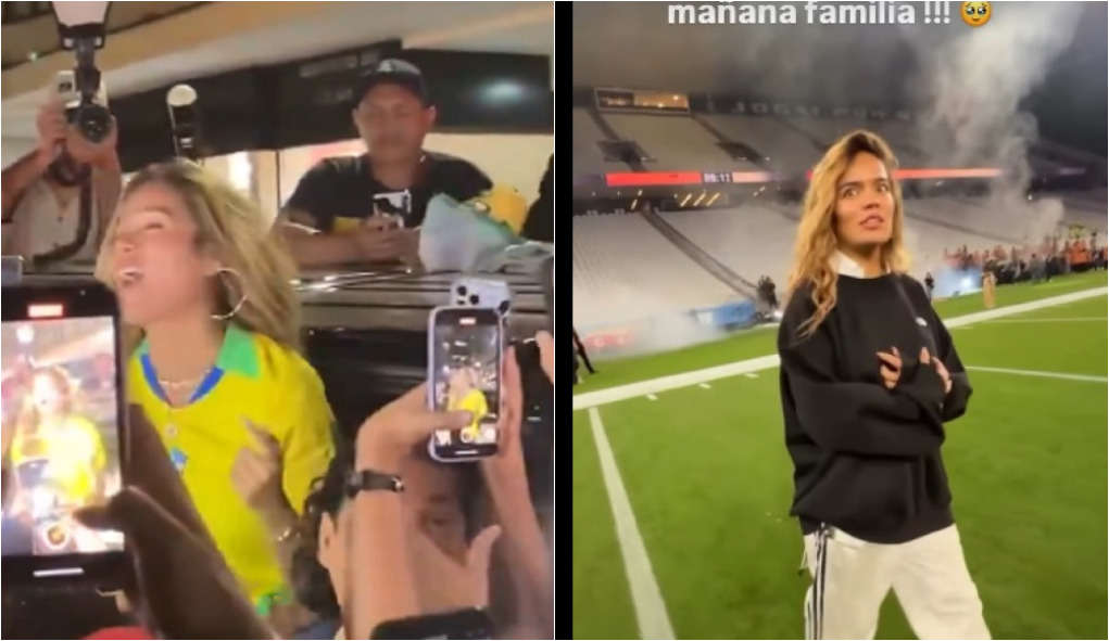 Karol G chega ao Brasil, visita estádio do Corinthians e atende fãs