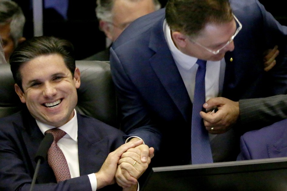 O presidente da Câmara dos Deputados, Hugo Motta, durante votação da urgência para o projeto que concede anistia aos manifestantes de 8 de janeiro de 2023