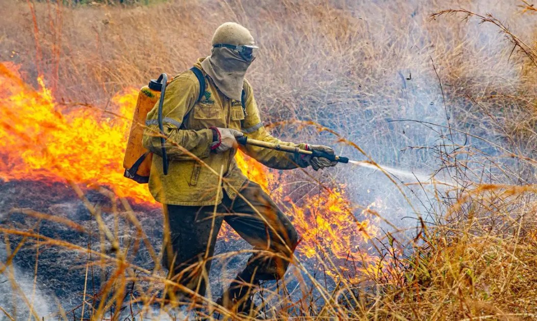 Novo foco de incêndio atinge o Parque Nacional da Chapada dos Veadeiros, em Goiás, causado por raios que atingiram a área durante as recentes chuvas na região