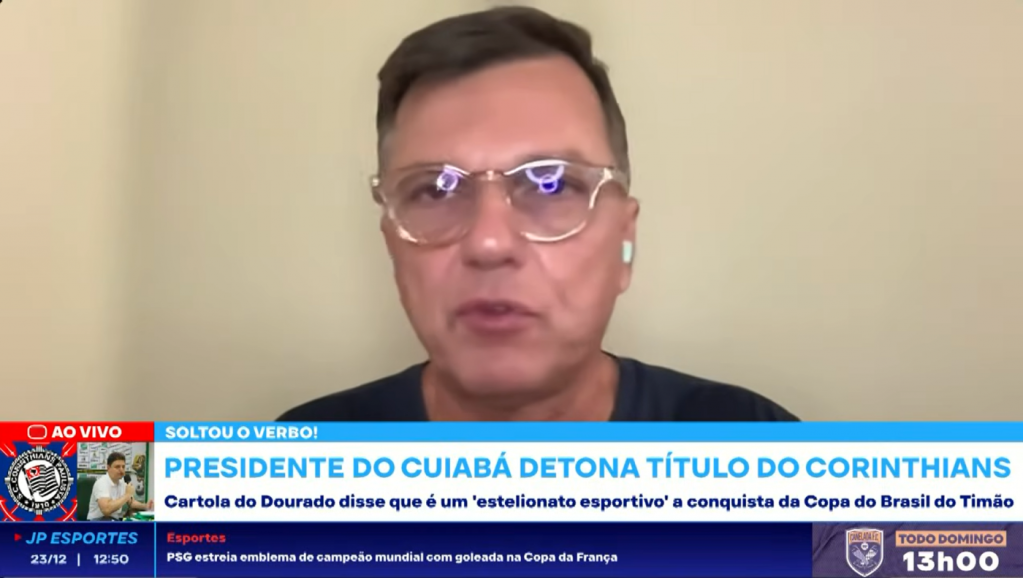 Presidente do Cuiabá chama título do Corinthians de ‘estelionato esportivo’; veja discussão no Bate-Pronto