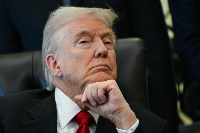 US President Donald Trump makes an announcement