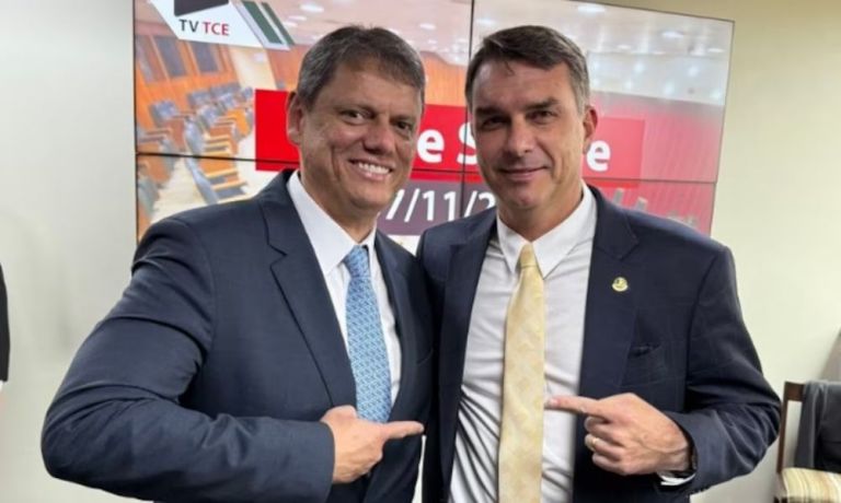 Tarcísio de Freitas e Flávio Bolsonaro