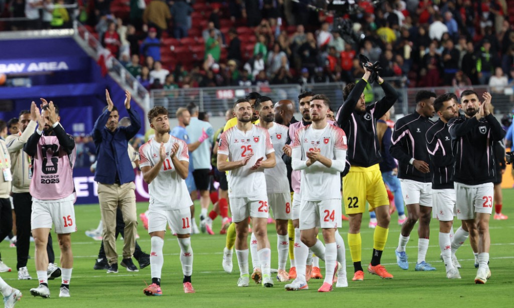 Seleção da Jordânia depois da derrota para a Áustria na Copa do Mundo