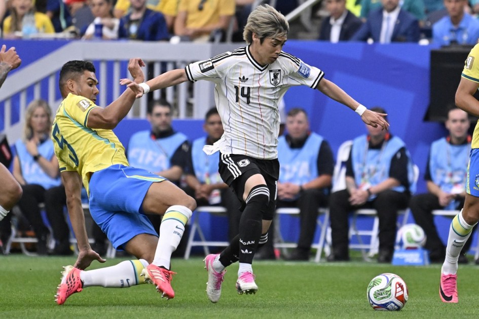 USA - COPA DO MUNDO/BRASIL X JAPÃO - ESPORTES - Ito Junya (14), do Japão, em lance da partida contra o Brasil, válida pela 2ª fase da Copa do Mundo de 2026, no Houston Stadium, em Houston, no estado do Texas, nesta segunda-feira, 29 de junho de 2026. 29/06/2026 - Foto: ALEXANDRE BRUM/ENQUADRAR/ESTADÃO CONTEÚDO