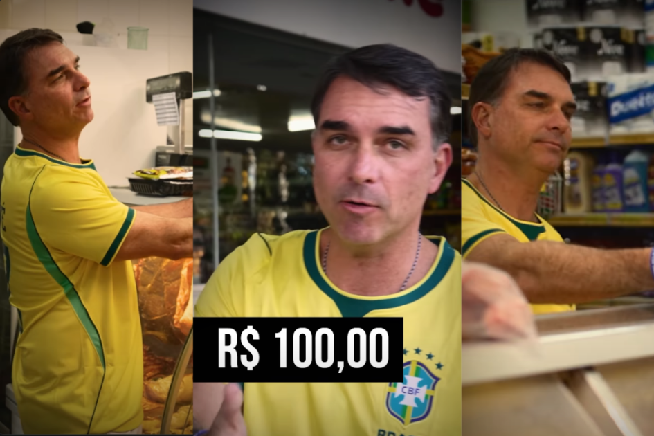 Montagem com capturas de tela de vídeo postado por Flávio Bolsonaro.