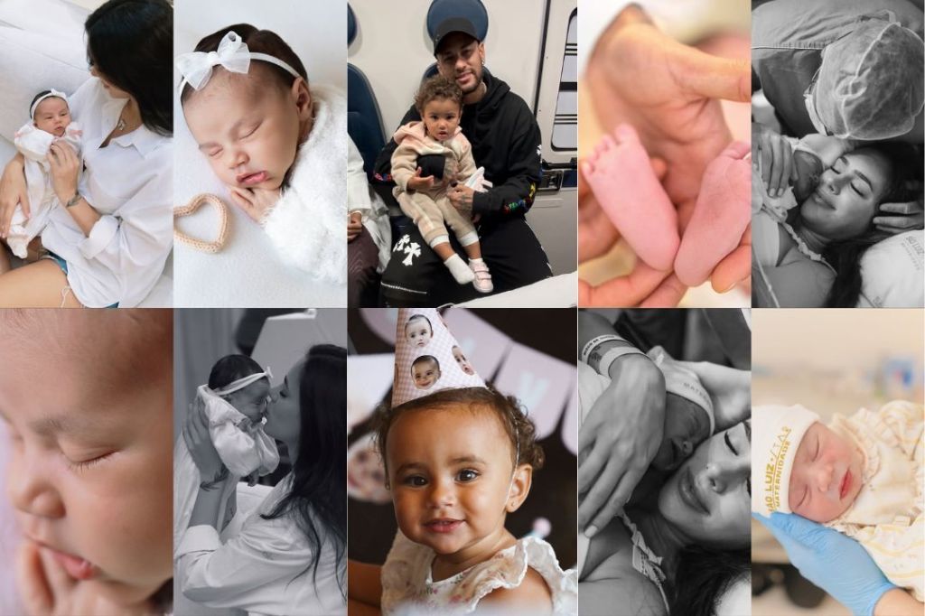 Montagem de fotos de Bruna Biancardi comemorando primeiro aniversário da filha Mel.
