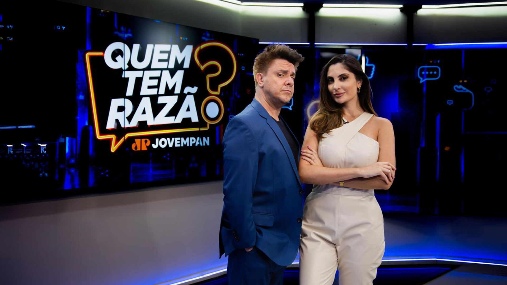 Jovem Pan estreia “Quem Tem Razão?”, novo programa multiplataforma com Paula Nobre e Oscar Filho