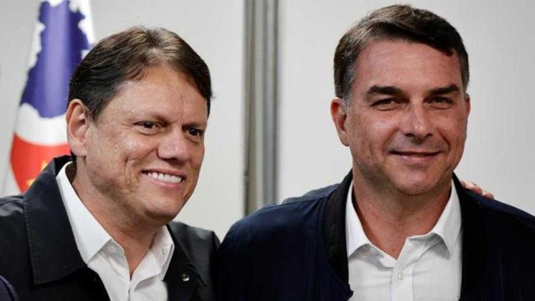 Tarcísio de Freitas e Flávio Bolsonaro