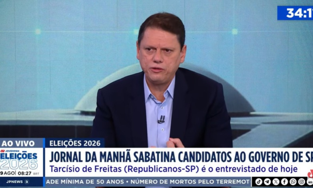 Candidato à reeleição ao governo de SP, Tarcísio de Freitas (Republicanos)