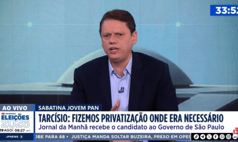 Candidato à reeleição ao governo de SP, Tarcísio de Freitas (Republicanos)