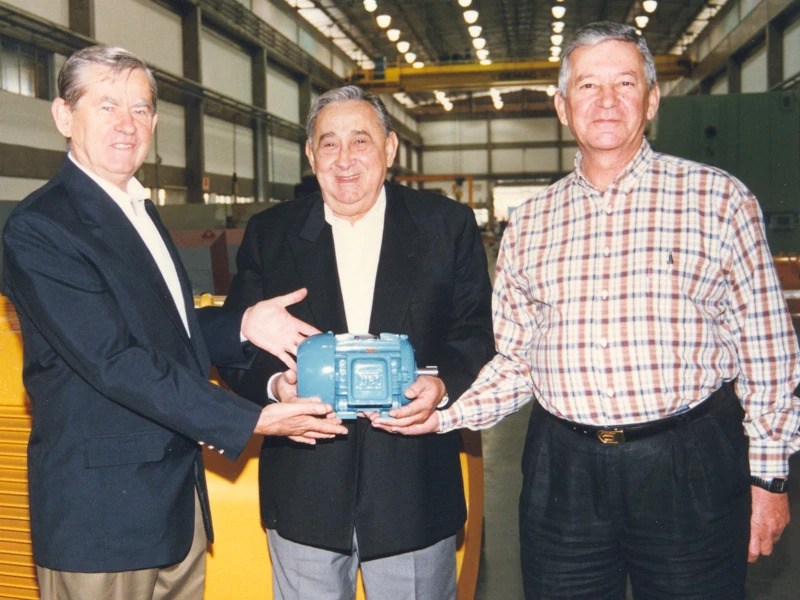 Werner Ricardo Voigt, Eggon João da Silva e Geraldo Werninghaus, fundadores da WEG