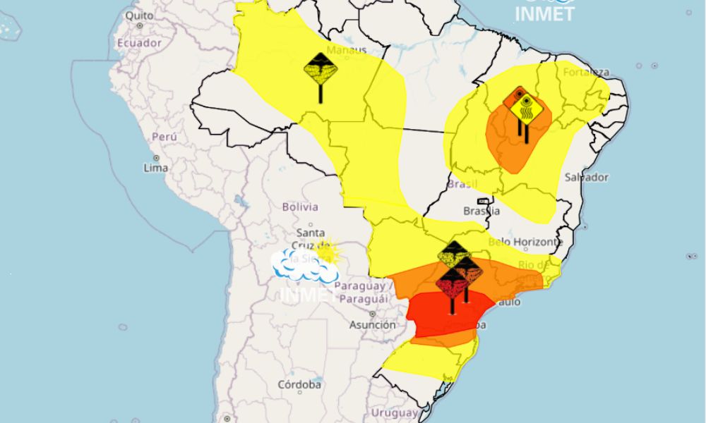 Inmet emite alerta para tornados e microexplosões no Brasi; veja regiões afetadas
