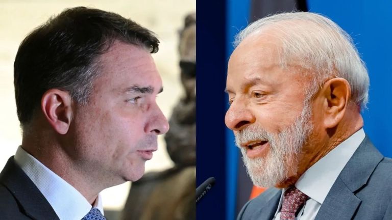 Prismada Flávio Bolsonaro e Lula