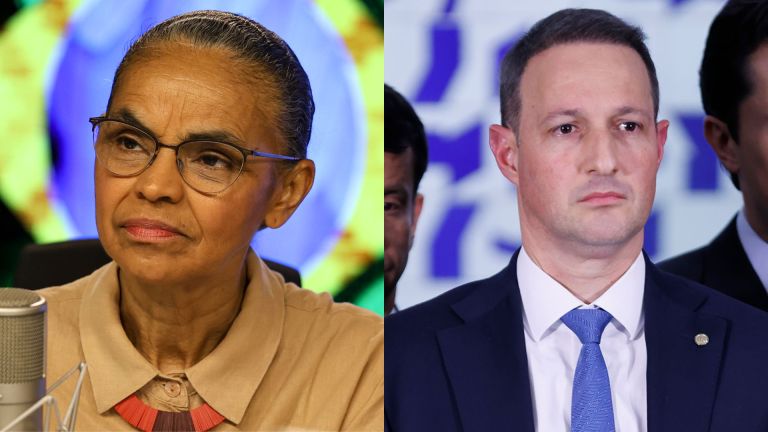 Marina Silva e Guilherme Derrite