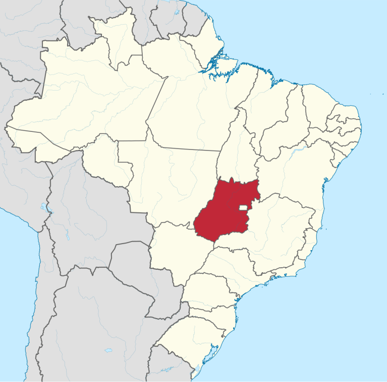 Mapa de Goiás no Brasil