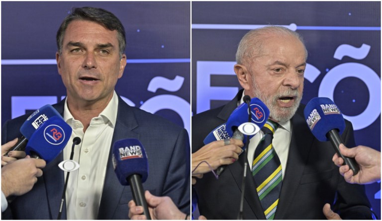 Flávio e Lula durante debate da Band