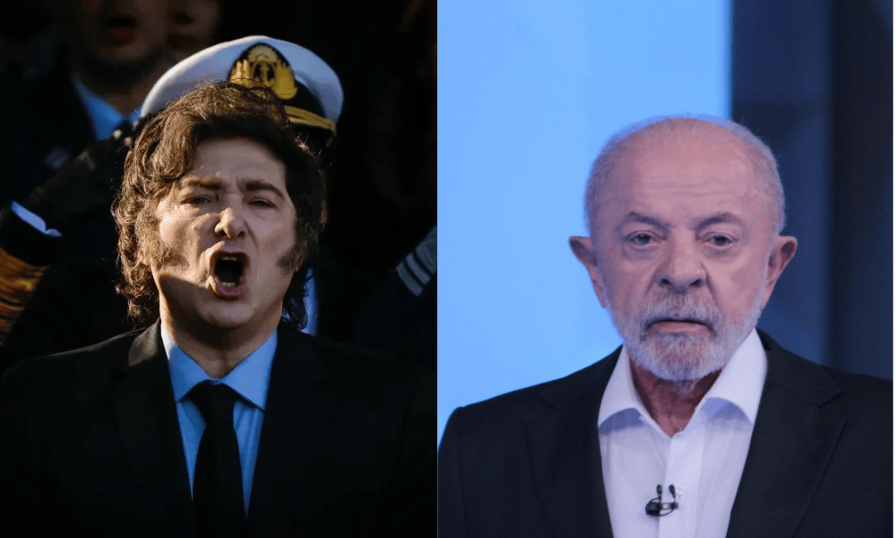 Presidente da Argentina, Javier Milei, e o presidente Lula (PT), candidato à reeleição