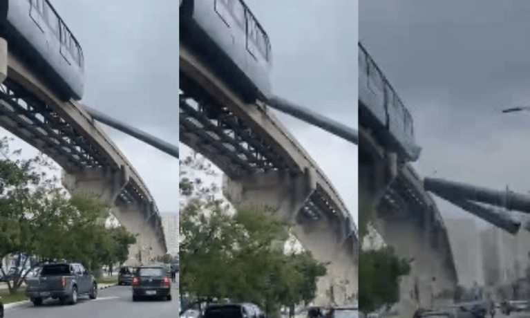 Trem do monotrilho atinge guindaste, que cai em avenida na zona leste de SP