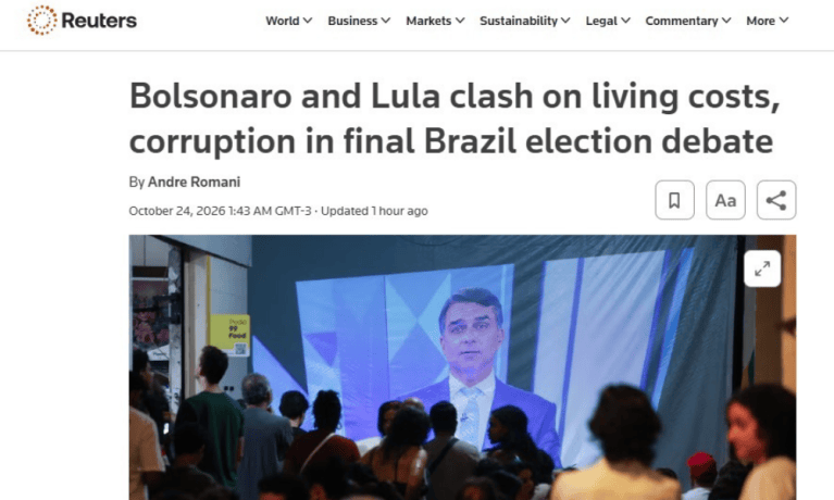 Repercussão na Reuters sobre o debate presidencial da TV Globo